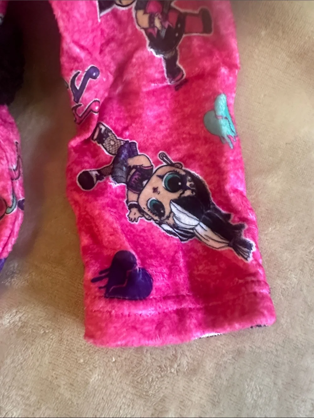 L.O.L. Surprise! Hot Pink Plush Kids Robe with Black Trim